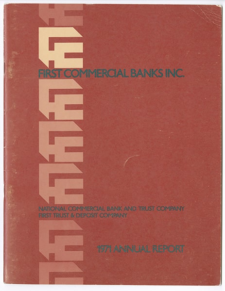 An image of the First Commercial Banks Inc. 1971 Annual Report, first page.