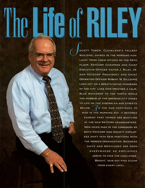 An article about the Life of Riley with Riley posing.