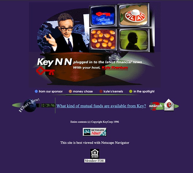 An image of the first homepage for KeyBank.com.